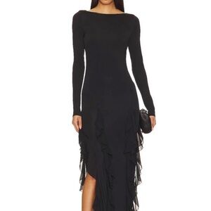 REVOLVE Black Ruffle Long Sleeve Dress